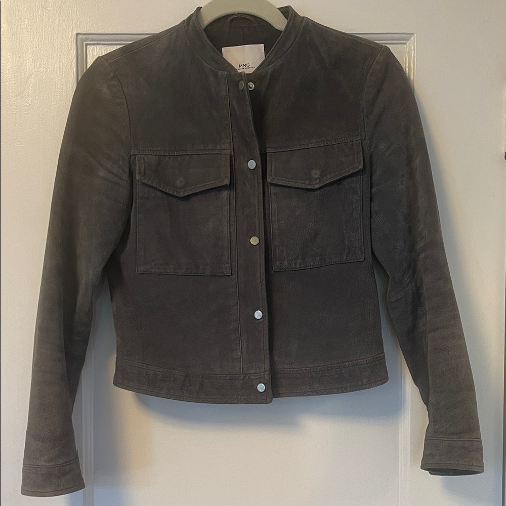 MNG Women's Blue 100% Suede Leather Jacket XXS